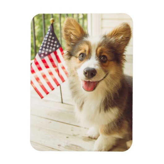 Cutest Baby Animals | American Flag Corgi マグネット (縦)