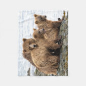 Cutest Baby Animals | Bear & Cubs フリースブランケット (正面)