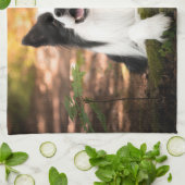 Cutest Baby Animals | Black & White Border Collie キッチンタオル (折り畳み)