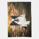 Cutest Baby Animals | Black & White Border Collie キッチンタオル (縦)