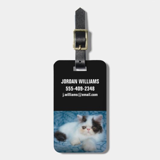 Cutest Baby Animals | Black & White Kitten ラゲッジタグ (正面縦)