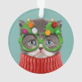 Cutest Baby Animals | Cat Christmas Sweater オーナメント (裏面)