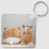 Cutest Baby Animals | Corgi & Plush Puppy キーホルダー (裏面)