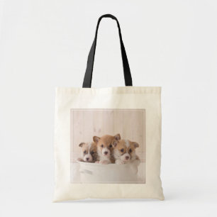 Cutest Baby Animals Cute Corgi Puppies in a Pot トートバッグ