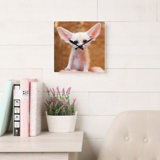 Cutest Baby Animals | Fennec Fox スクエア壁時計 (読書スペース)