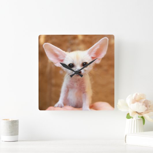 Cutest Baby Animals | Fennec Fox スクエア壁時計 (ホーム)
