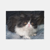 Cutest Baby Animals | Fluffy B&W Kitten フリースブランケット (正面(横))