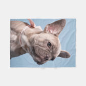 Cutest Baby Animals | French Bulldog Pink Bow フリースブランケット (正面(横))