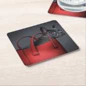 Cutest Baby Animals | French Bulldog Red Hand Bag スクエアペーパーコースター (アングル)