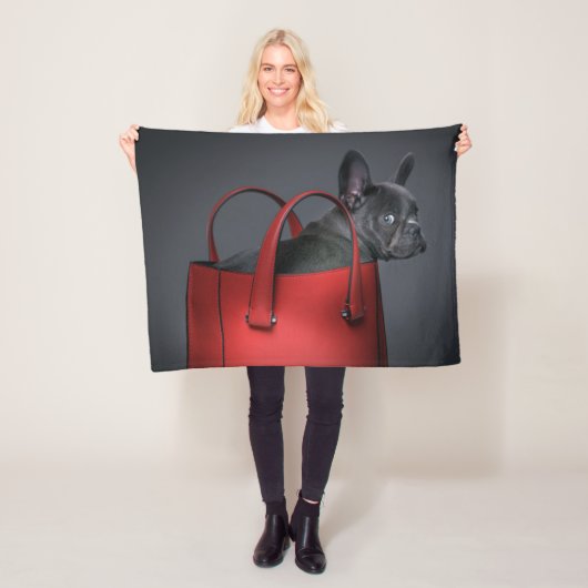 Cutest Baby Animals | French Bulldog Red Hand Bag フリースブランケット (インサイチュ)
