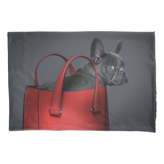 Cutest Baby Animals | French Bulldog Red Hand Bag 枕カバー (正面)