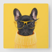 Cutest Baby Animals | French Bulldog Sunglasses スクエア壁時計 (正面)