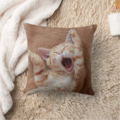 Cutest Baby Animals | Ginger Kitten Yawning クッション (ブランケット)