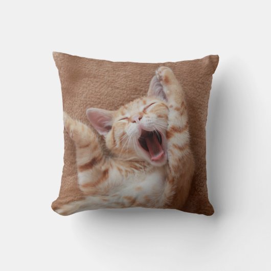 Cutest Baby Animals | Ginger Kitten Yawning クッション (正面)