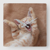 Cutest Baby Animals | Ginger Kitten Yawning スクエア壁時計 (正面)