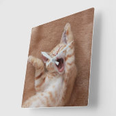Cutest Baby Animals | Ginger Kitten Yawning スクエア壁時計 (傾斜)