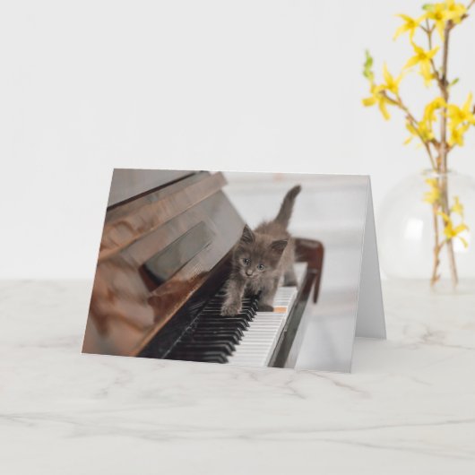 Cutest Baby Animals | Kitten on Piano カード (黄色い花)
