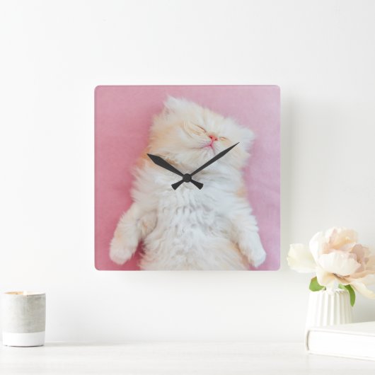 Cutest Baby Animals | Lovely Kitten Sleeping スクエア壁時計 (ホーム)