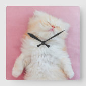 Cutest Baby Animals | Lovely Kitten Sleeping スクエア壁時計 (正面)