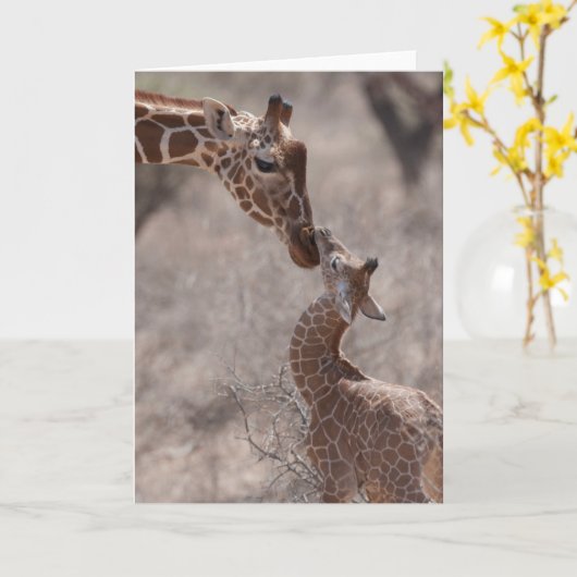 Cutest Baby Animals | Mother and Baby Giraffe カード (黄色い花)