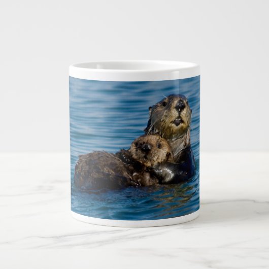 Cutest Baby Animals | Mother & Baby Sea Otter ジャンボコーヒーマグカップ (正面)