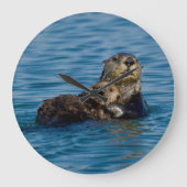 Cutest Baby Animals | Mother & Baby Sea Otter ラージ壁時計 (正面)