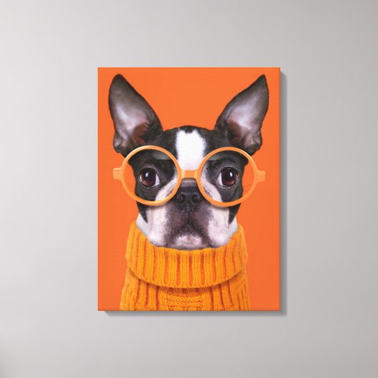Cutest Baby Animals | Orange Boston Terrier キャンバスプリント (正面)