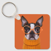 Cutest Baby Animals | Orange Boston Terrier キーホルダー (正面)