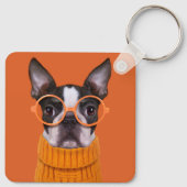 Cutest Baby Animals | Orange Boston Terrier キーホルダー (裏面)