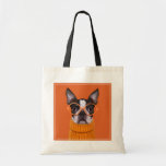 Cutest Baby Animals | Orange Boston Terrier トートバッグ<br><div class="desc">This cute Getty Images photo features a Boston Terrier with orange eyeglasses and sweater.</div>