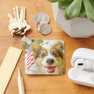 Cutest Baby Animals Patriotic Corgi Puppy キーホルダー
