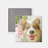Cutest Baby Animals | Patriotic Corgi Puppy マグネット (正面/裏面)