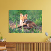 Cutest Baby Animals | Red Fox Kit Relaxing キャンバスプリント (インサイチュ (リビング))