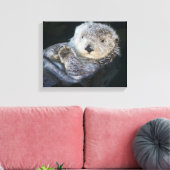 Cutest Baby Animals | Sea Otter Floating キャンバスプリント (インサイチュ (リビング))