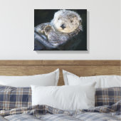 Cutest Baby Animals | Sea Otter Floating キャンバスプリント (インサイチュ (寝室))