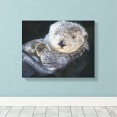 Cutest Baby Animals | Sea Otter Floating キャンバスプリント (インサイチュ (ウッドフロア))