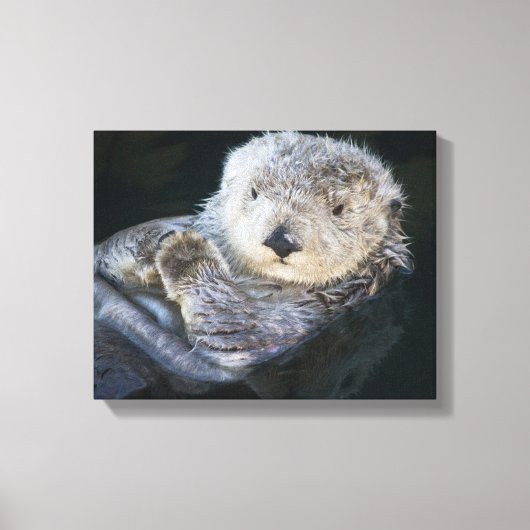 Cutest Baby Animals | Sea Otter Floating キャンバスプリント (正面)