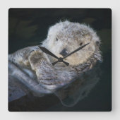 Cutest Baby Animals | Sea Otter Floating スクエア壁時計 (正面)