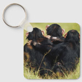 Cutest Baby Animals | Three Chimpanzees Hugging キーホルダー (正面)
