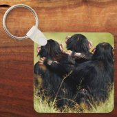 Cutest Baby Animals | Three Chimpanzees Hugging キーホルダー (正面)