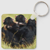 Cutest Baby Animals | Three Chimpanzees Hugging キーホルダー (裏面)