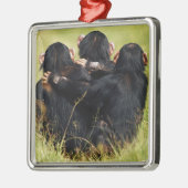 Cutest Baby Animals | Three Chimpanzees Hugging メタルオーナメント (左)
