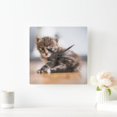 Cutest Baby Animals | Tiny Tabby Kitten スクエア壁時計 (ホーム)