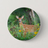 Cutest Baby Animals | White Tailed Deer in Daisies 缶バッジ (正面)