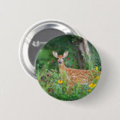 Cutest Baby Animals | White Tailed Deer in Daisies 缶バッジ (正面&裏面)