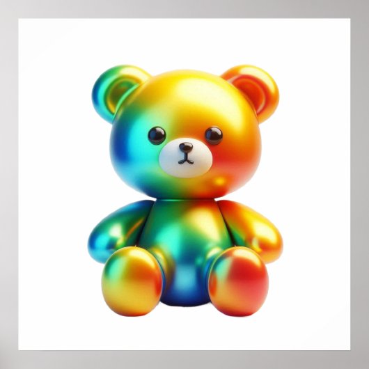 Cutest Bear Cub Wall Art Poster – Adorable Woodlan ポスター (正面)