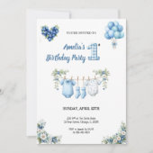 CUTEST BLUE BIRTHDAY PARTY Invitation 招待状 (正面)