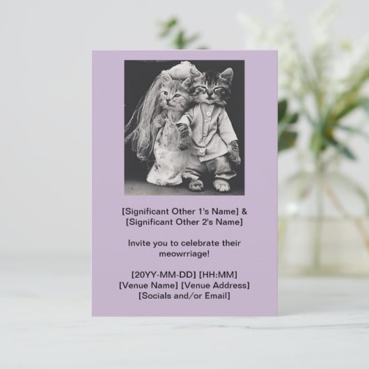 Cutest Cat Couple Wedding Invitation  出欠カード (スタンド正面)