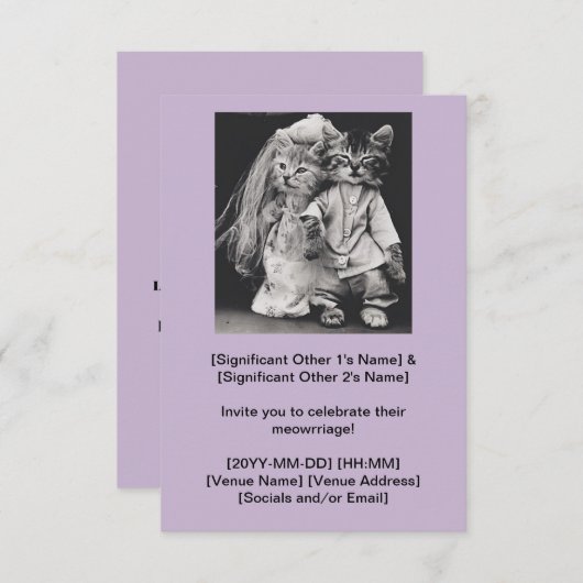 Cutest Cat Couple Wedding Invitation  出欠カード (正面/裏面)