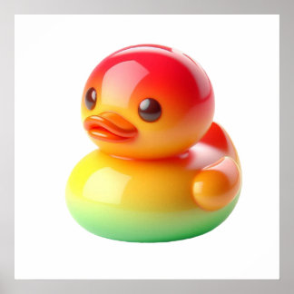 Cutest Colored Duck Toy Wall Art Poster – Adorable ポスター